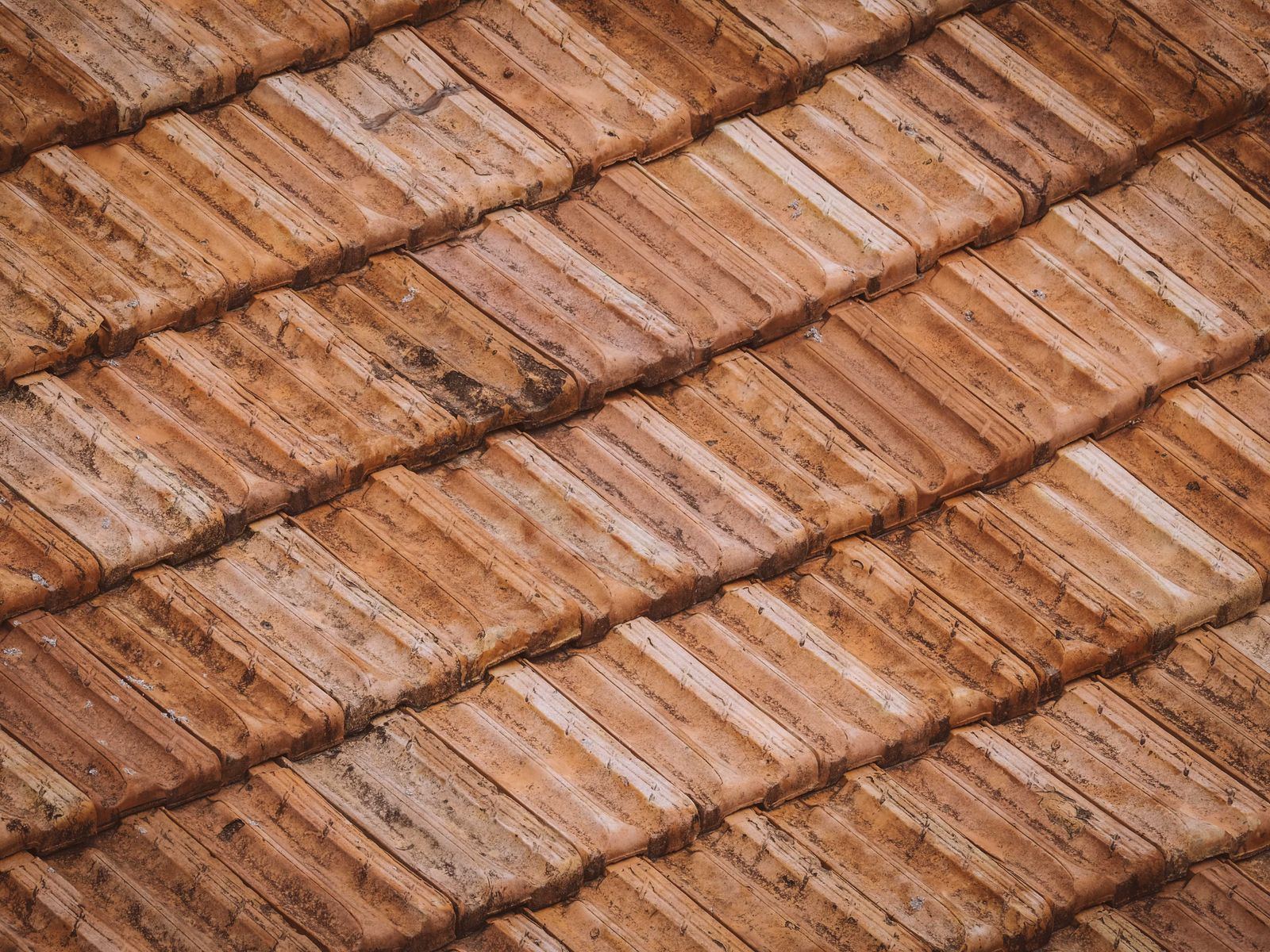 Close-up texture of weathered roof tiles